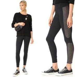 SPANX Black with Grey Leather Panel Black Ponte Legging Yoga Pant 20135R Size Sm